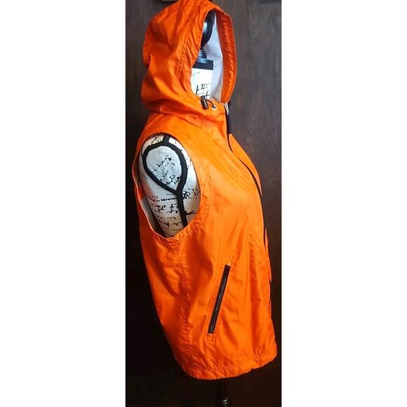 Gap Hunter Orange Mesh Hooded Vest Womens XS Full Zip Nylon Zip Pockets Pumpkin - Picture 4 of 7